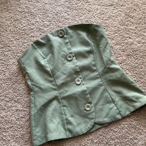 sage khaki woven longline button up corset